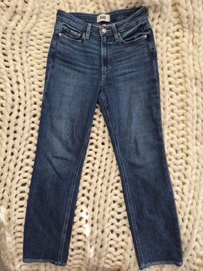PAIGE Cindy Dark Blue Straight Leg Denim Jeans